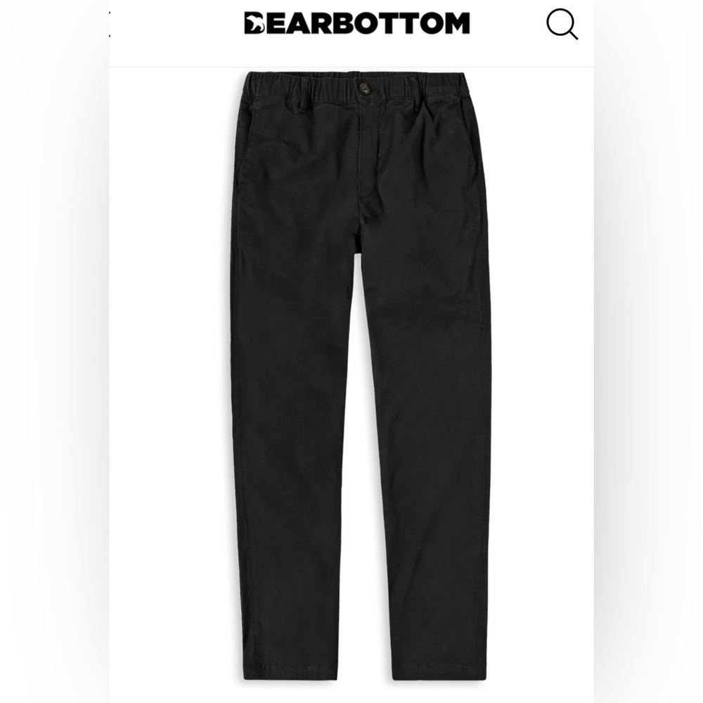 Bearbottom Pants Men 30x30 Stretch Black Chino Mid-Rise Tapered Pants